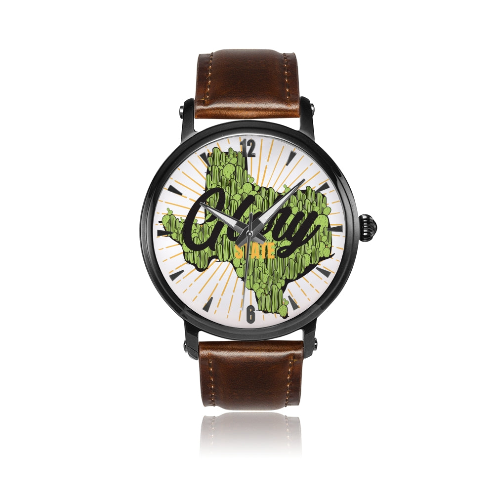 Unisex Cactus Texas Watch with Genuine Leather Strap
