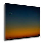 Gallery Wrapped Canvas, North Houston Texas Sunset And Moonrise With Power Line Silhouette