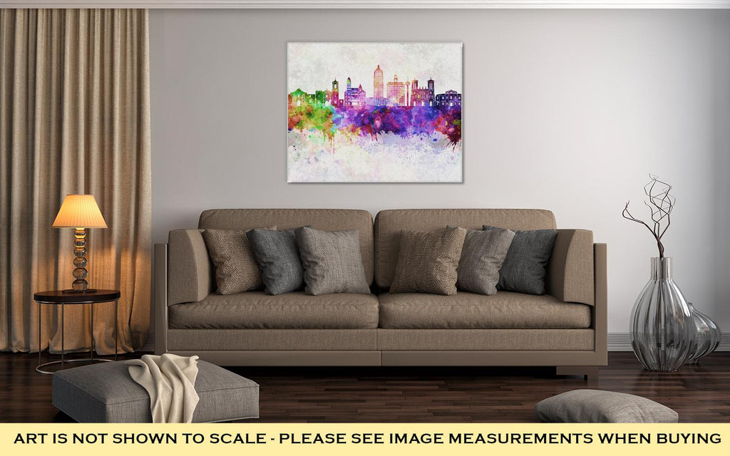 Gallery Wrapped Canvas, San Antonio Skyline In Watercolor