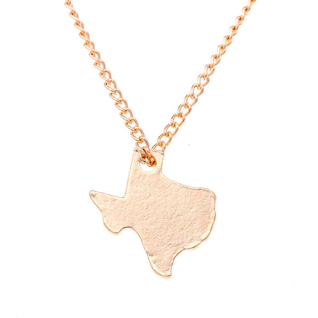 Texas  Map  Gold Necklace
