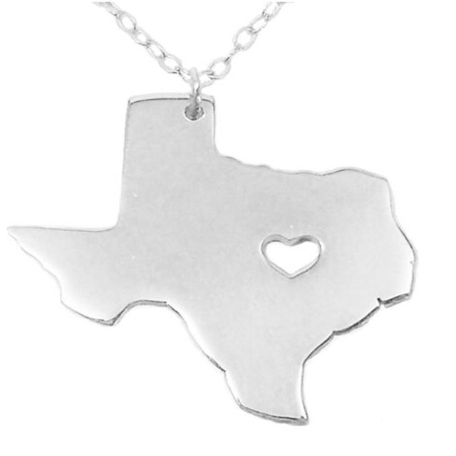 Texas Heart Necklace - Silver