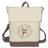Love You Canvas Backpack - ivory/brown